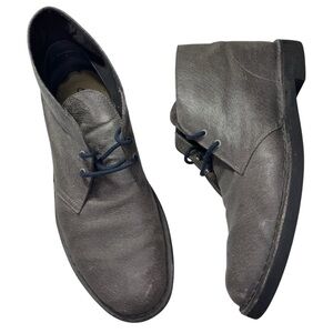 Clarks Bushacre Gray Leather Lace Up Desert Chukka Boots Men Size 11.5M